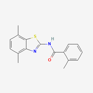 molecular formula C17H16N2OS B2506468 N-(4,7-二甲基-1,3-苯并噻唑-2-基)-2-甲基苯甲酰胺 CAS No. 900867-38-1