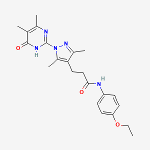 molecular formula C22H27N5O3 B2506477 3-(1-(4,5-二甲基-6-氧代-1,6-二氢嘧啶-2-基)-3,5-二甲基-1H-吡唑-4-基)-N-(4-乙氧基苯基)丙酰胺 CAS No. 1171353-99-3