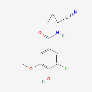 molecular formula C12H11ClN2O3 B2506479 3-Chloro-N-(1-cyanocyclopropyl)-4-hydroxy-5-methoxybenzamide CAS No. 2418734-38-8