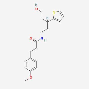 molecular formula C19H25NO3S B2506483 N-(5-hydroxy-3-(thiophen-2-yl)pentyl)-3-(4-methoxyphenyl)propanamide CAS No. 2034540-46-8