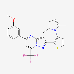 molecular formula C24H19F3N4OS B2506484 2-[3-(2,5-dimethyl-1H-pyrrol-1-yl)-2-thienyl]-5-(3-methoxyphenyl)-7-(trifluoromethyl)pyrazolo[1,5-a]pyrimidine CAS No. 439097-14-0