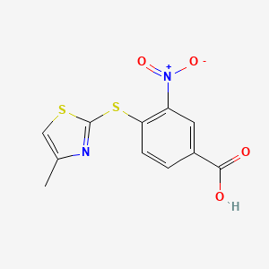 molecular formula C11H8N2O4S2 B2506485 4-[(4-Methyl-1,3-thiazol-2-yl)sulfanyl]-3-nitrobenzoic acid CAS No. 571151-21-8