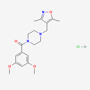 molecular formula C19H26ClN3O4 B2506488 (3,5-二甲氧基苯基)(4-((3,5-二甲基异恶唑-4-基)甲基)哌嗪-1-基)甲酰胺盐酸盐 CAS No. 1396748-15-4