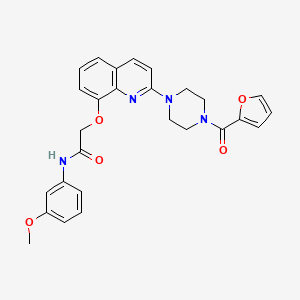 molecular formula C27H26N4O5 B2506489 2-((2-(4-(furan-2-carbonyl)piperazin-1-yl)quinolin-8-yl)oxy)-N-(3-methoxyphenyl)acetamide CAS No. 941954-88-7