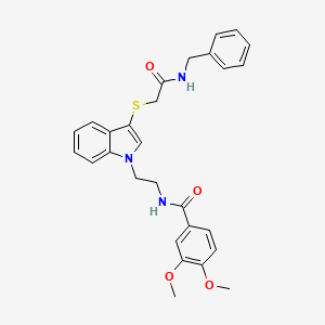molecular formula C28H29N3O4S B2506494 N-[2-[3-[2-(苯甲氨基)-2-氧代乙基]硫代吲哚-1-基]乙基]-3,4-二甲氧基苯甲酰胺 CAS No. 851715-44-1