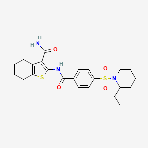 molecular formula C23H29N3O4S2 B2506496 2-(4-((2-Ethylpiperidin-1-yl)sulfonyl)benzamido)-4,5,6,7-tetrahydrobenzo[b]thiophene-3-carboxamide CAS No. 864939-64-0