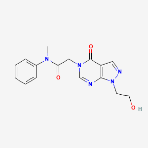 molecular formula C16H17N5O3 B2506509 2-[1-(2-hydroxyethyl)-4-oxopyrazolo[3,4-d]pyrimidin-5-yl]-N-methyl-N-phenylacetamide CAS No. 899742-91-7