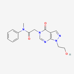 molecular formula C16H17N5O3 B2506509 2-[1-(2-羟乙基)-4-氧代吡唑并[3,4-d]嘧啶-5-基]-N-甲基-N-苯乙酰胺 CAS No. 899742-91-7