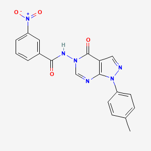 molecular formula C19H14N6O4 B2506514 3-nitro-N-(4-oxo-1-(p-tolyl)-1H-pyrazolo[3,4-d]pyrimidin-5(4H)-yl)benzamide CAS No. 900008-04-0
