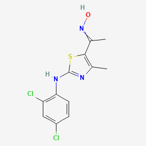 molecular formula C12H11Cl2N3OS B2506525 1-[2-(2,4-二氯苯胺基)-4-甲基-1,3-噻唑-5-基]-1-乙酮肟 CAS No. 946387-05-9