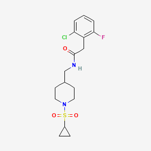 molecular formula C17H22ClFN2O3S B2506526 2-(2-chloro-6-fluorophenyl)-N-((1-(cyclopropylsulfonyl)piperidin-4-yl)methyl)acetamide CAS No. 1797791-48-0