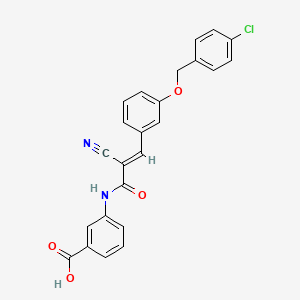 molecular formula C24H17ClN2O4 B2506529 3-[[(E)-3-[3-[(4-chlorophenyl)methoxy]phenyl]-2-cyanoprop-2-enoyl]amino]benzoic acid CAS No. 380476-80-2