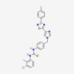 molecular formula C27H23ClN6O2 B2506531 1-(3-chloro-2-methylphenyl)-3-(4-((4-(3-(p-tolyl)-1,2,4-oxadiazol-5-yl)-1H-imidazol-1-yl)methyl)phenyl)urea CAS No. 1358589-28-2