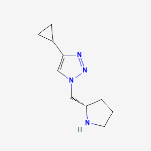 molecular formula C10H16N4 B2506535 4-cyclopropyl-1-{[(2S)-pyrrolidin-2-yl]methyl}-1H-1,2,3-triazole CAS No. 1820575-98-1