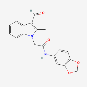 N-(1,3-benzodioxol-5-yl)-2-(3-formyl-2-methyl-1H-indol-1-yl)acetamide