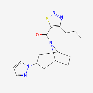 molecular formula C16H21N5OS B2506543 ((1R,5S)-3-(1H-pyrazol-1-yl)-8-azabicyclo[3.2.1]octan-8-yl)(4-propyl-1,2,3-thiadiazol-5-yl)methanone CAS No. 2320212-51-7
