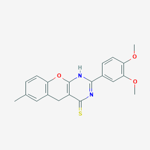 molecular formula C20H18N2O3S B2506545 2-(3,4-dimethoxyphenyl)-7-methyl-3H-chromeno[2,3-d]pyrimidine-4(5H)-thione CAS No. 866808-04-0
