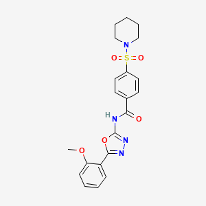 molecular formula C21H22N4O5S B2506548 N-[5-(2-methoxyphenyl)-1,3,4-oxadiazol-2-yl]-4-piperidin-1-ylsulfonylbenzamide CAS No. 501352-04-1