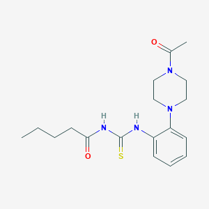 molecular formula C18H26N4O2S B250655 N-{[2-(4-acetylpiperazin-1-yl)phenyl]carbamothioyl}pentanamide 