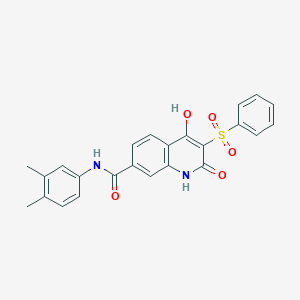 molecular formula C24H20N2O5S B2506555 N-(3,4-dimethylphenyl)-4-hydroxy-2-oxo-3-(phenylsulfonyl)-1,2-dihydroquinoline-7-carboxamide CAS No. 892741-02-5