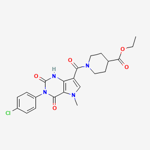 molecular formula C22H23ClN4O5 B2506557 ethyl 1-(3-(4-chlorophenyl)-5-methyl-2,4-dioxo-2,3,4,5-tetrahydro-1H-pyrrolo[3,2-d]pyrimidine-7-carbonyl)piperidine-4-carboxylate CAS No. 921806-24-8