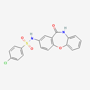 molecular formula C19H13ClN2O4S B2506561 4-氯-N-(11-氧代-10,11-二氢二苯并[b,f][1,4]恶杂环-2-基)苯磺酰胺 CAS No. 922137-48-2