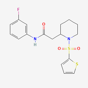 molecular formula C17H19FN2O3S2 B2506562 N-(3-氟苯基)-2-(1-(噻吩-2-基磺酰基)哌啶-2-基)乙酰胺 CAS No. 1105235-70-8