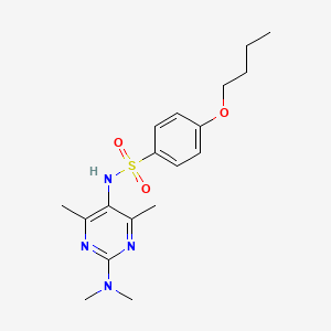 molecular formula C18H26N4O3S B2506564 4-丁氧基-N-(2-(二甲氨基)-4,6-二甲基嘧啶-5-基)苯磺酰胺 CAS No. 1448054-10-1