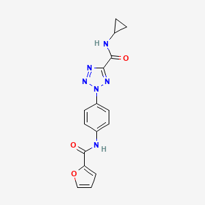 molecular formula C16H14N6O3 B2506568 N-环丙基-2-(4-(呋喃-2-甲酰胺)苯基)-2H-四唑-5-甲酰胺 CAS No. 1396801-78-7