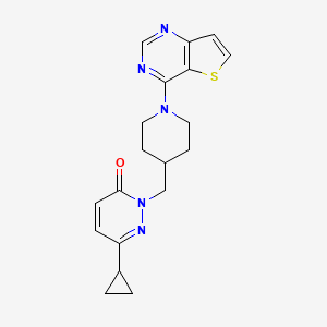 molecular formula C19H21N5OS B2506573 6-Cyclopropyl-2-[(1-{thieno[3,2-d]pyrimidin-4-yl}piperidin-4-yl)methyl]-2,3-dihydropyridazin-3-one CAS No. 2097873-21-5