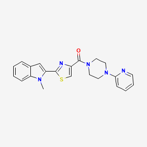 molecular formula C22H21N5OS B2506580 (2-(1-methyl-1H-indol-2-yl)thiazol-4-yl)(4-(pyridin-2-yl)piperazin-1-yl)methanone CAS No. 1170025-89-4