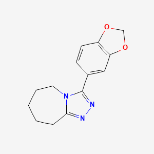 molecular formula C14H15N3O2 B2506591 3-(1,3-苯并二氧杂环-5-基)-6,7,8,9-四氢-5H-[1,2,4]三唑并[4,3-a]氮杂环庚三烯 CAS No. 1989757-74-5