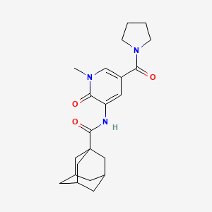 molecular formula C22H29N3O3 B2506594 (1s,3s)-N-(1-methyl-2-oxo-5-(pyrrolidine-1-carbonyl)-1,2-dihydropyridin-3-yl)adamantane-1-carboxamide CAS No. 1203024-83-2