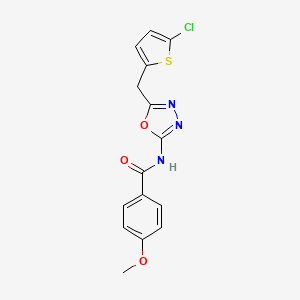 molecular formula C15H12ClN3O3S B2506595 N-(5-((5-chlorothiophen-2-yl)methyl)-1,3,4-oxadiazol-2-yl)-4-methoxybenzamide CAS No. 946241-06-1
