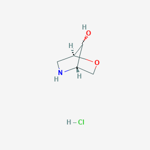 molecular formula C5H10ClNO2 B2506596 (1S,4S,7R)-2-氧杂-5-氮杂双环[2.2.1]庚烷-7-醇；盐酸盐 CAS No. 2247087-94-9