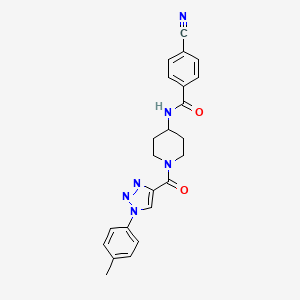 molecular formula C23H22N6O2 B2506606 4-cyano-N-(1-(1-(p-tolyl)-1H-1,2,3-triazole-4-carbonyl)piperidin-4-yl)benzamide CAS No. 1251624-64-2