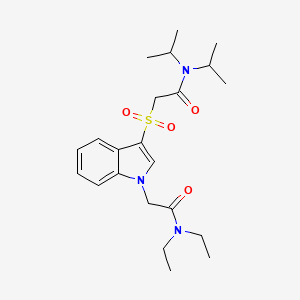 molecular formula C22H33N3O4S B2506611 2-((1-(2-(diethylamino)-2-oxoethyl)-1H-indol-3-yl)sulfonyl)-N,N-diisopropylacetamide CAS No. 894005-68-6
