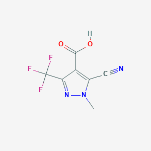 molecular formula C7H4F3N3O2 B2506618 5-氰基-1-甲基-3-(三氟甲基)吡唑-4-羧酸 CAS No. 2287273-03-2