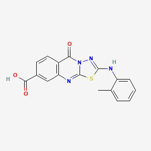 2-[(2-methylphenyl)amino]-5-oxo-5H-[1,3,4]thiadiazolo[2,3-b]quinazoline-8-carboxylic acid