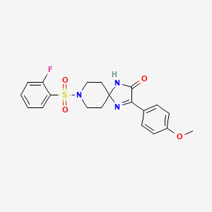 molecular formula C20H20FN3O4S B2506627 8-((2-Fluorophenyl)sulfonyl)-3-(4-methoxyphenyl)-1,4,8-triazaspiro[4.5]dec-3-en-2-one CAS No. 1215840-99-5