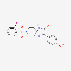 molecular formula C20H20FN3O4S B2506627 8-((2-氟苯基)磺酰基)-3-(4-甲氧苯基)-1,4,8-三氮杂螺[4.5]癸-3-烯-2-酮 CAS No. 1215840-99-5