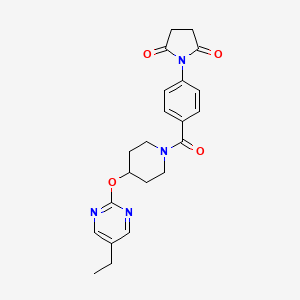 molecular formula C22H24N4O4 B2506628 1-[4-[4-(5-Ethylpyrimidin-2-yl)oxypiperidine-1-carbonyl]phenyl]pyrrolidine-2,5-dione CAS No. 2380174-22-9