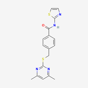 molecular formula C17H16N4OS2 B2506631 4-(((4,6-二甲基嘧啶-2-基)硫代)甲基)-N-(噻唑-2-基)苯甲酰胺 CAS No. 801226-61-9