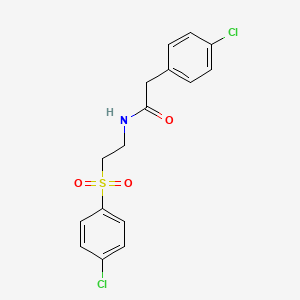 molecular formula C16H15Cl2NO3S B2506634 2-(4-Chlorophenyl)-N-(2-((4-chlorophenyl)sulfonyl)ethyl)acetamide CAS No. 477886-13-8