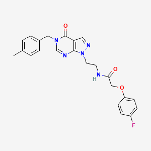 molecular formula C23H22FN5O3 B2506635 2-(4-氟苯氧基)-N-(2-(5-(4-甲基苄基)-4-氧代-4,5-二氢-1H-吡唑并[3,4-d]嘧啶-1-基)乙基)乙酰胺 CAS No. 922088-75-3