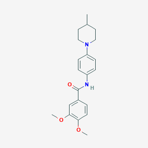 molecular formula C21H26N2O3 B250664 3,4-dimethoxy-N-[4-(4-methylpiperidin-1-yl)phenyl]benzamide 