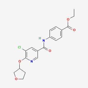molecular formula C19H19ClN2O5 B2506640 Ethyl 4-(5-chloro-6-((tetrahydrofuran-3-yl)oxy)nicotinamido)benzoate CAS No. 1904326-50-6