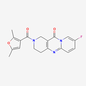molecular formula C18H16FN3O3 B2506642 2-(2,5-二甲基呋喃-3-羰基)-8-氟-3,4-二氢-1H-二吡啶并[1,2-a:4',3'-d]嘧啶-11(2H)-酮 CAS No. 2034267-92-8
