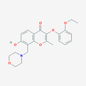 molecular formula C23H25NO6 B2506648 3-(2-Ethoxyphenoxy)-7-hydroxy-2-methyl-8-(morpholin-4-ylmethyl)chromen-4-one CAS No. 844650-11-9