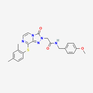 molecular formula C23H23N5O3S B2506649 2-{8-[(2,4-diméthylphényl)sulfanyl]-3-oxo-2H,3H-[1,2,4]triazolo[4,3-a]pyrazin-2-yl}-N-[(4-méthoxyphényl)méthyl]acétamide CAS No. 1251619-17-6